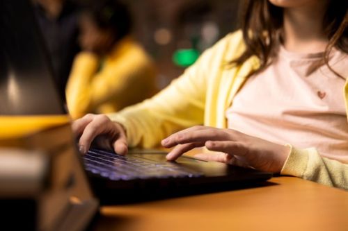 Woman typing
